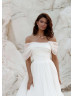 Off Shoulder White Organza Pleated Stunning Wedding Dress